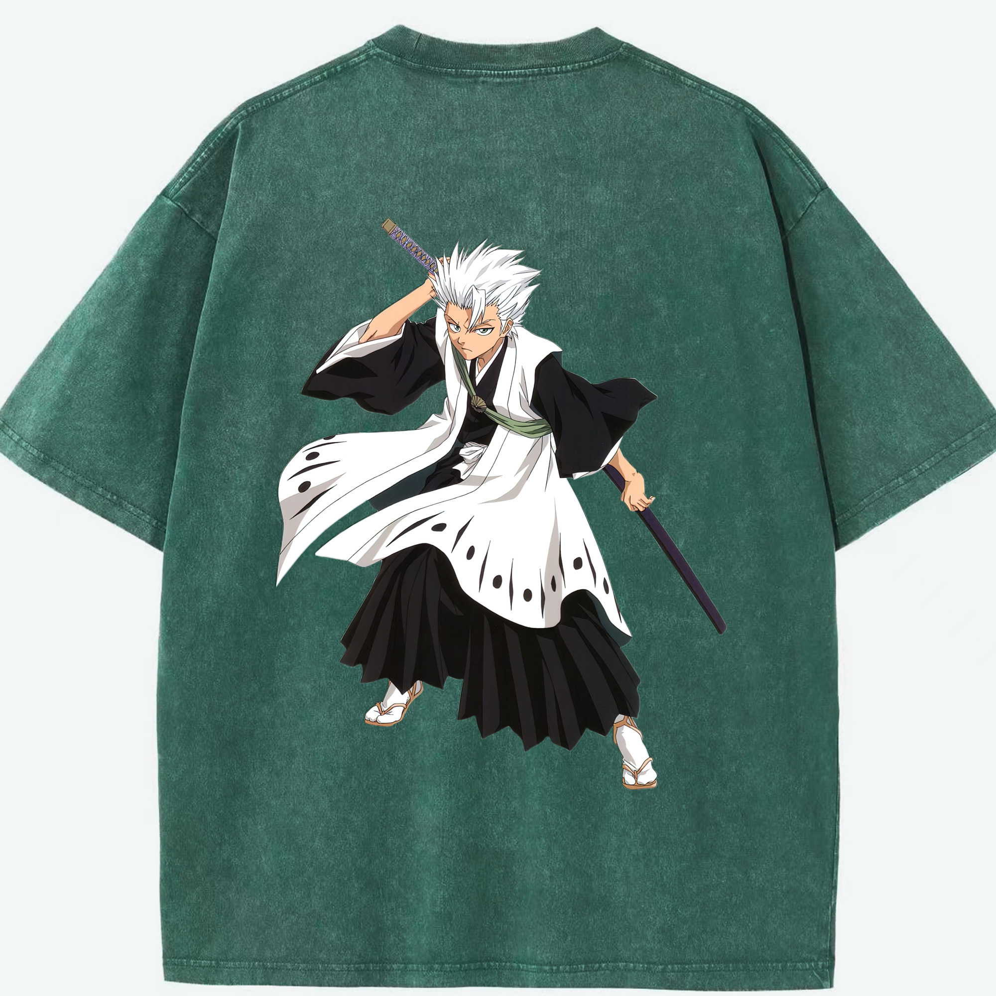 （画像用） ブリーチ 日番谷冬獅郎（ひつがや とうしろう） BLEACH Hitsugaya Toushirou 綿100% ヴィンテージ風 半袖Tシャツ（背面プリント）